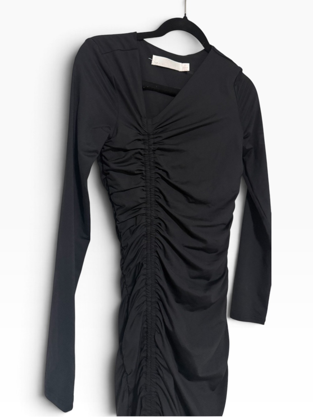 Rachel Parcell Asymmetric Shirred Jersey Midi-Dress in Black Size XS - Picture 7 of 12
